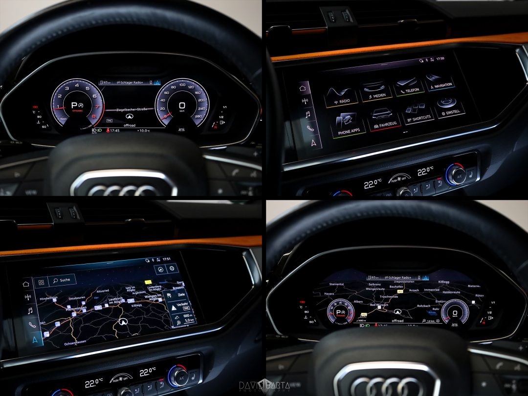 Audi Q3 45 TFSI Quattro orange Lenkrad & Display